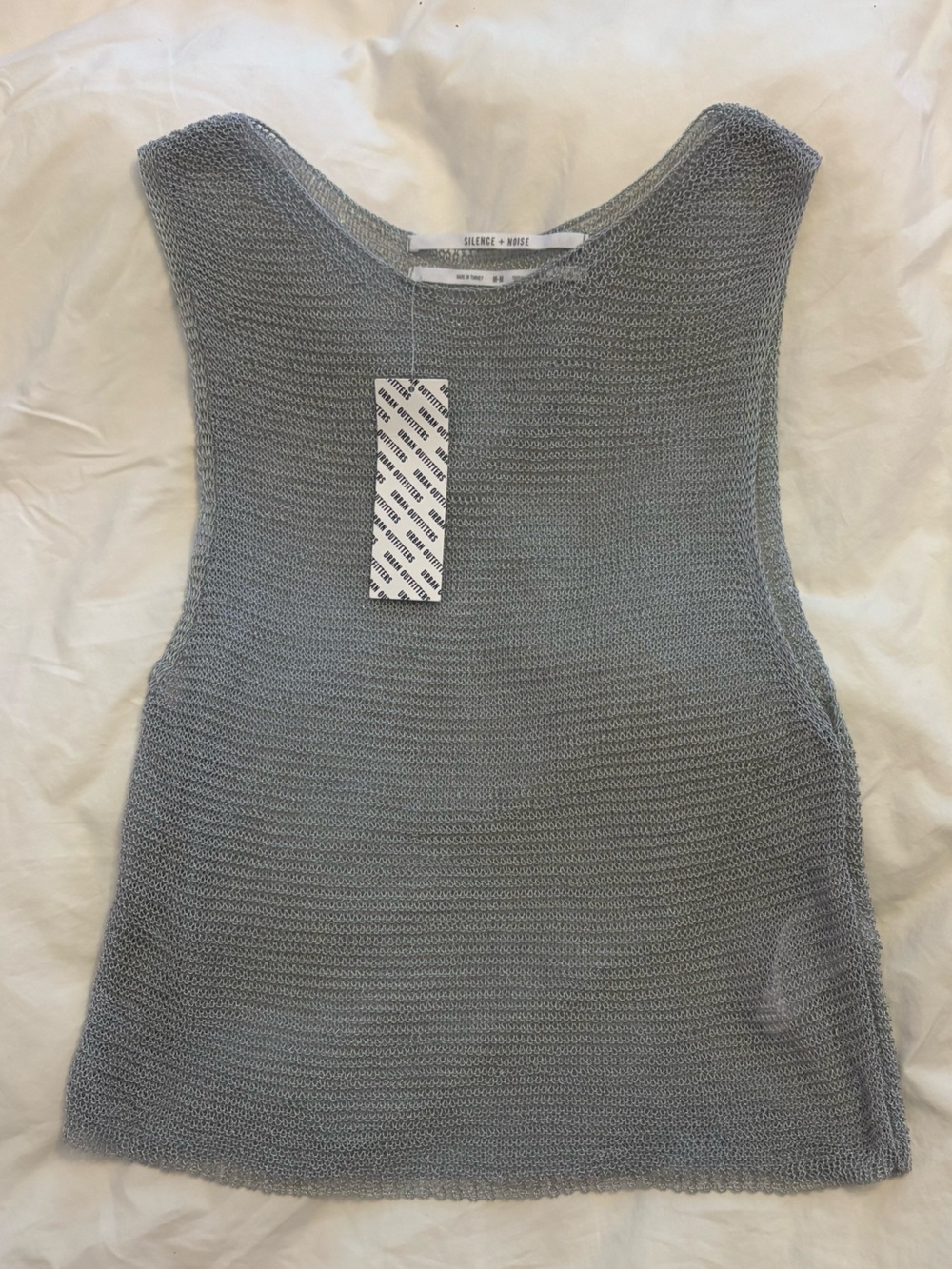 NWT silence + noise Light Blue Gray Sleeveless Knit Tank Coverup Sheer